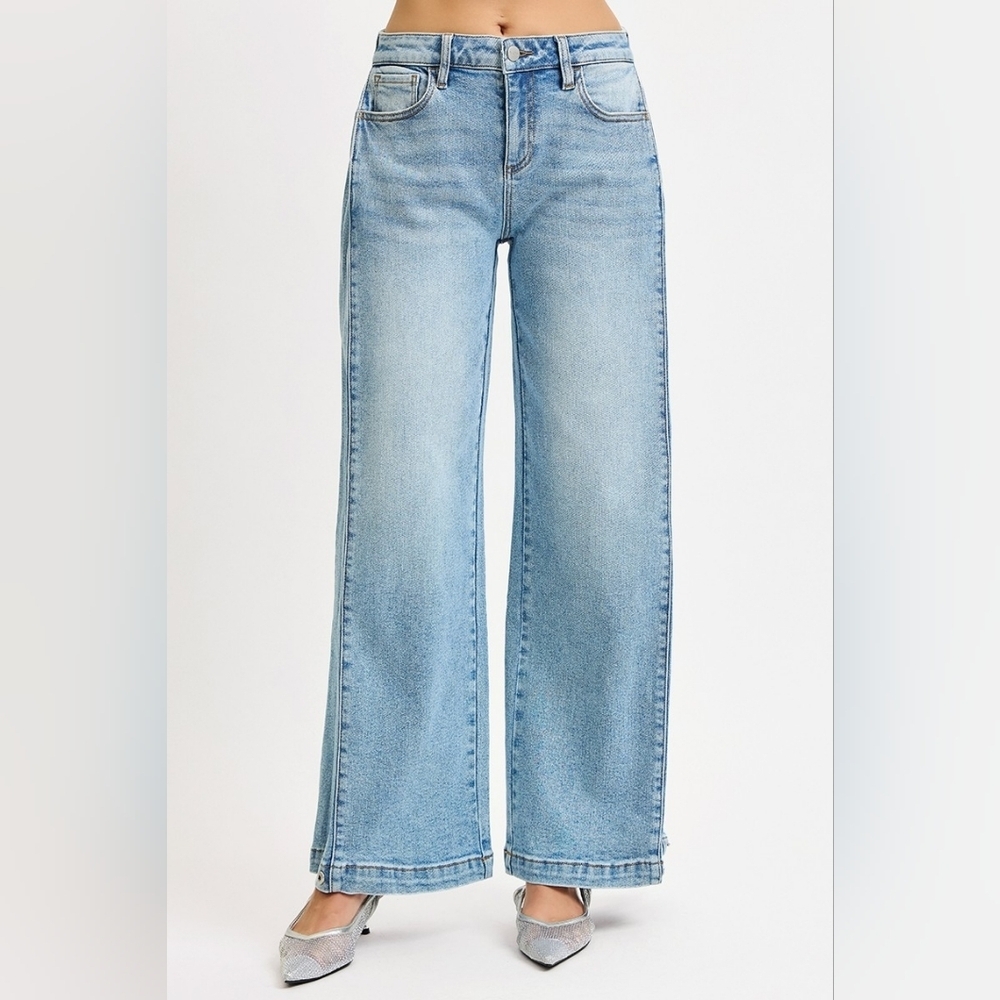 Risen MR Light Wash Wide Leg Barrel Adjustable Leg Denim Jeans Various NEW - Picture 5 of 11